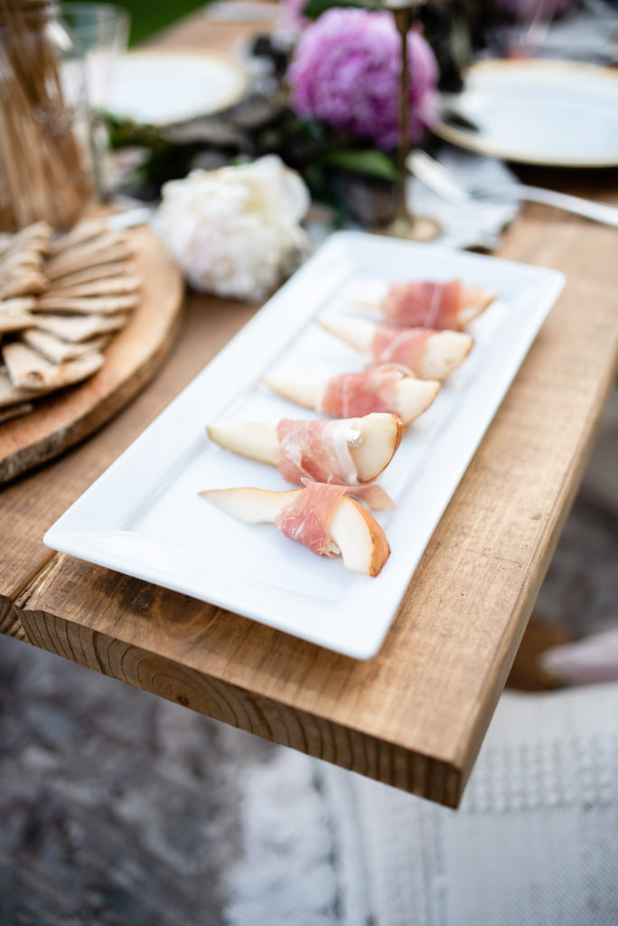 pears wrapped in goat cheese and panchetta