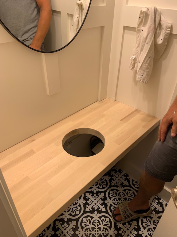 small bathroom refresh - butcher block counter