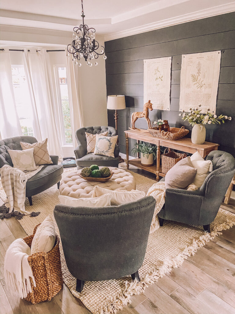 sitting room with iron ore dark contrast wall