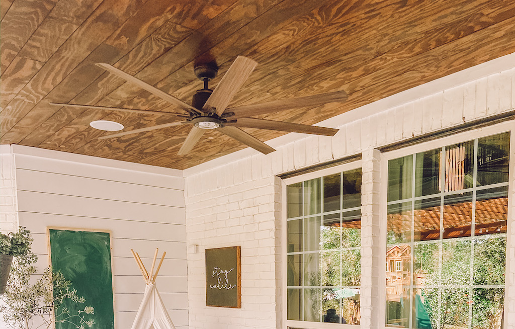 DIY Planked Ceiling Outdoor Patio Refresh