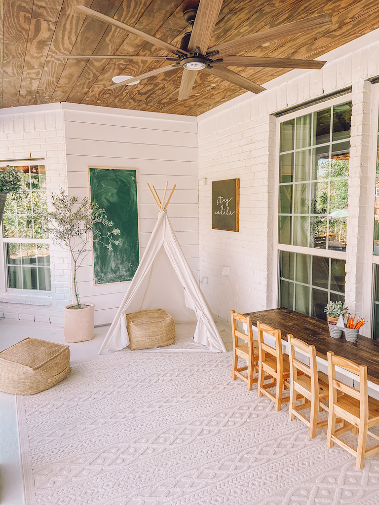 white brick patio