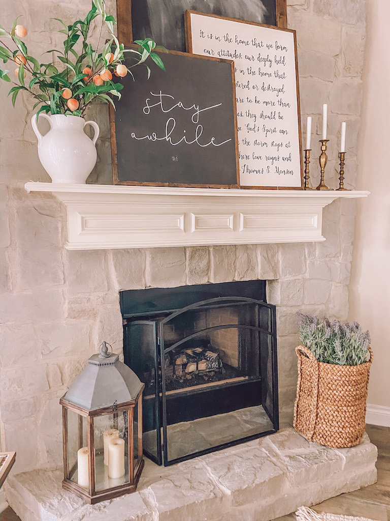 summer fireplace decor