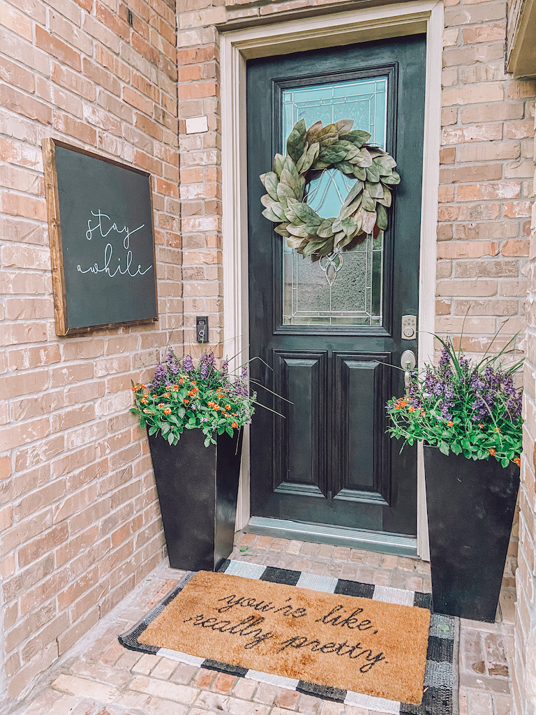 Staining shop front door