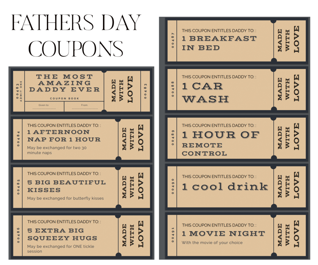 Fathers Day Coupon Book Printable Fathers Day Coupon Book Template