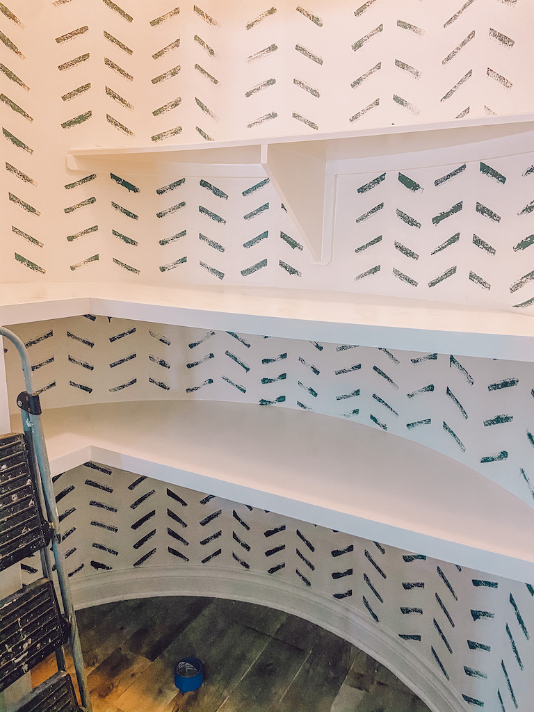 diy herringbone painted wall