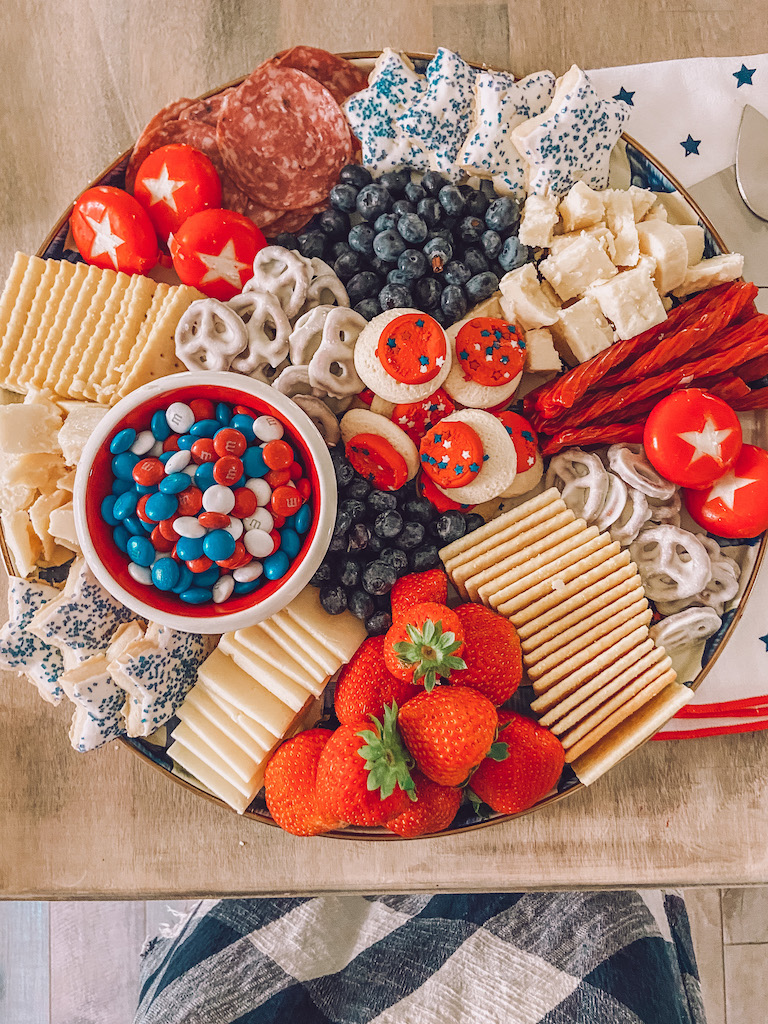 patriotic cheese and dessert board