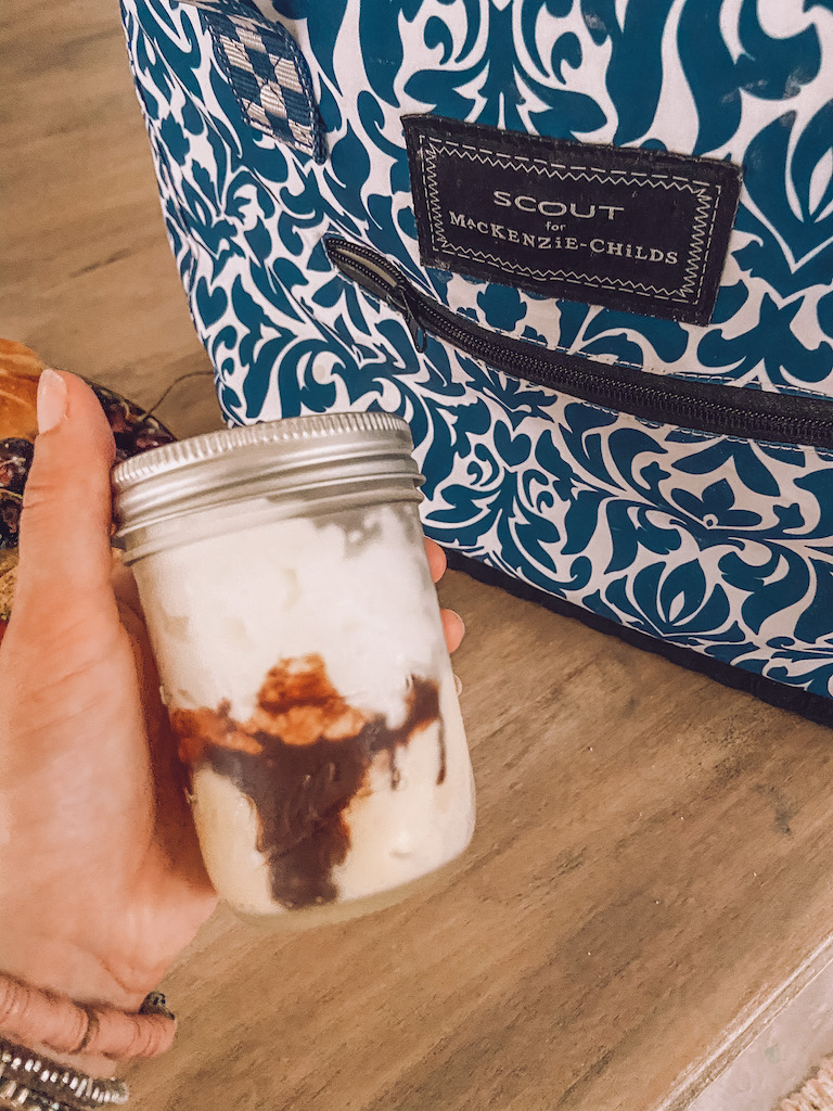 ice cream sundae in mason jar