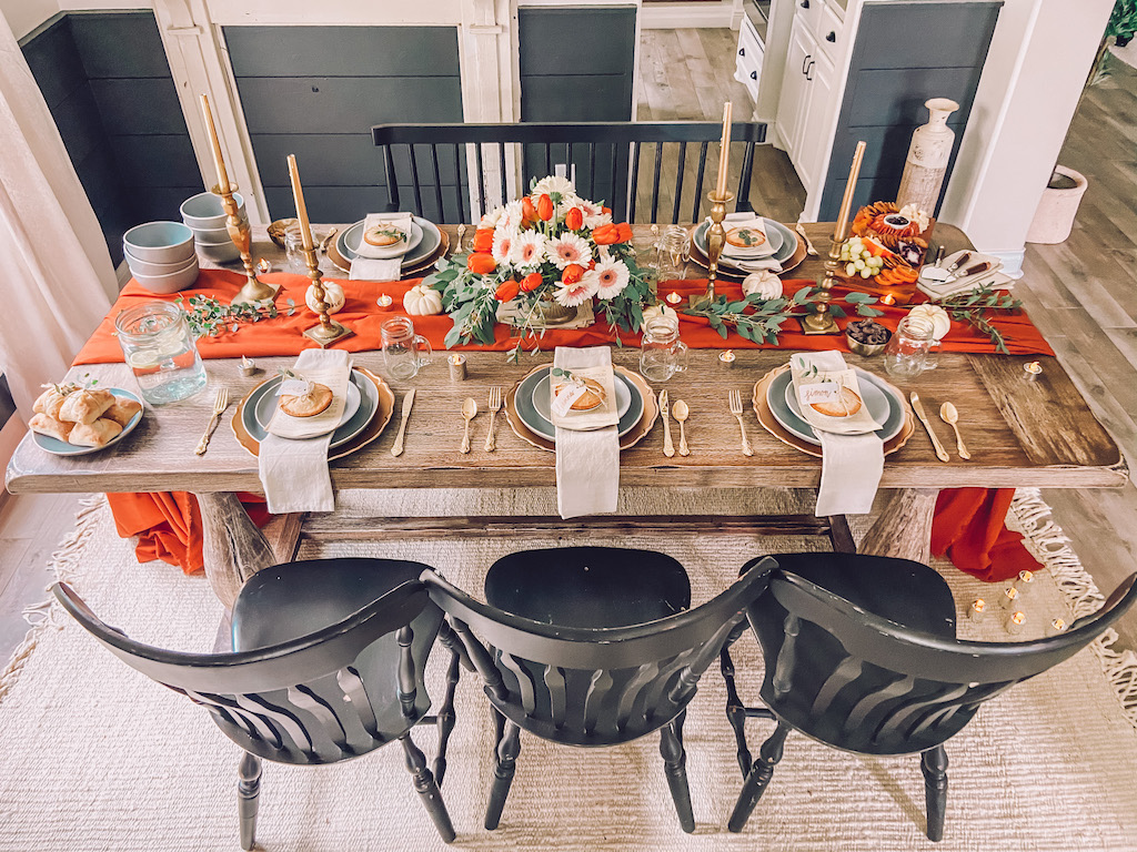 thanksgiving table in living room