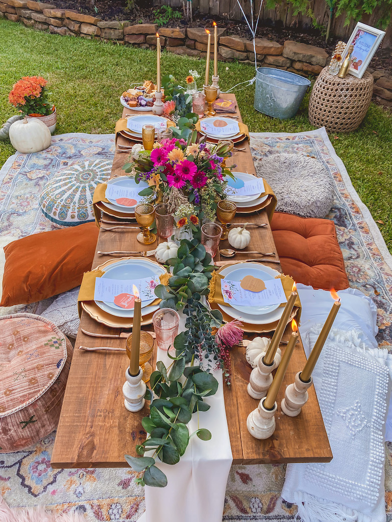 bohemian outdoor friendsgiving