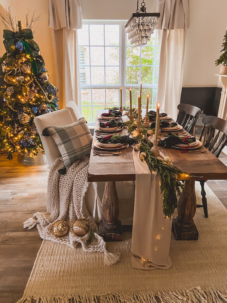 Dining room table on sale christmas decoration ideas