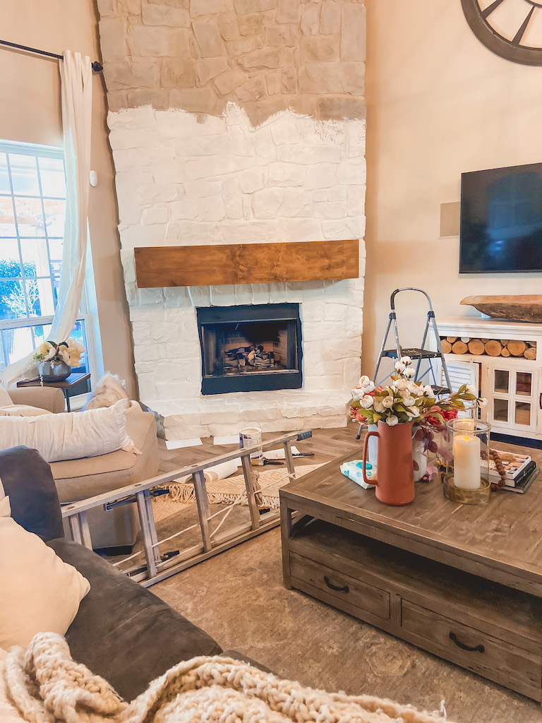 how to paint a stone fireplace