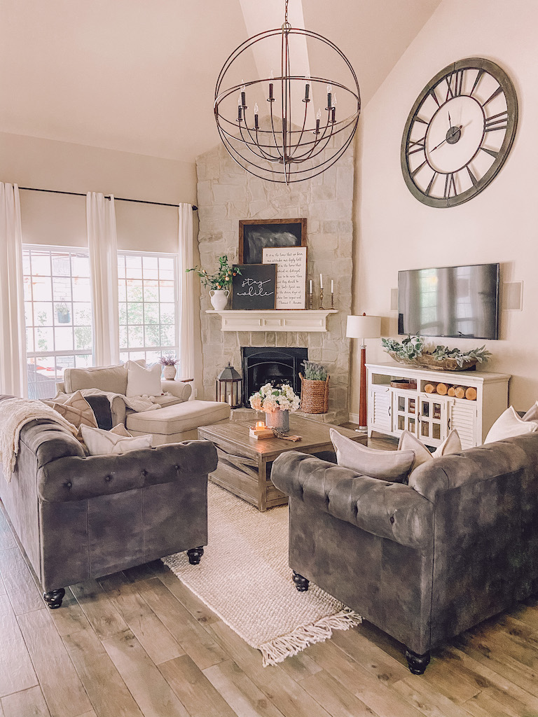 painted stone fireplace grey