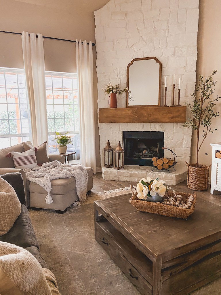 how to paint stone fireplace