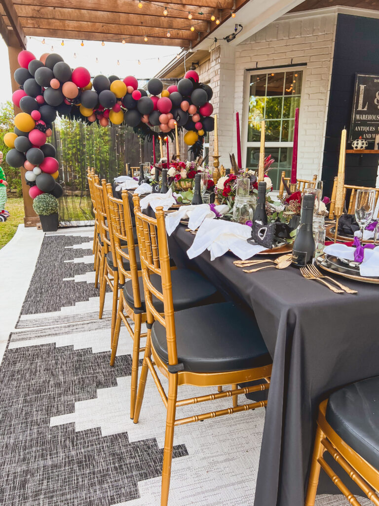 Black table cloth for Halloween Party Decor