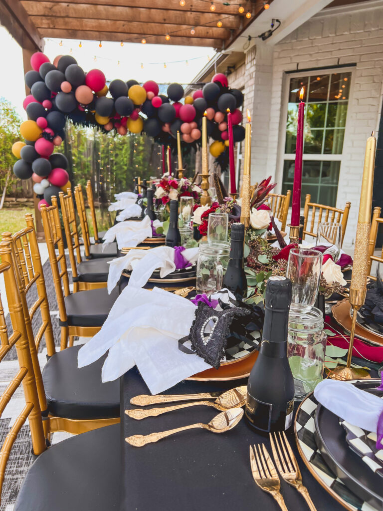 Halloween Party Table Inspiration with black table cloth