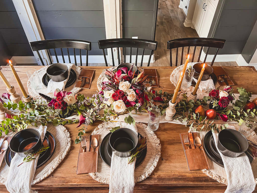 DIY Faux Floral Table Runner For Thanksgiving