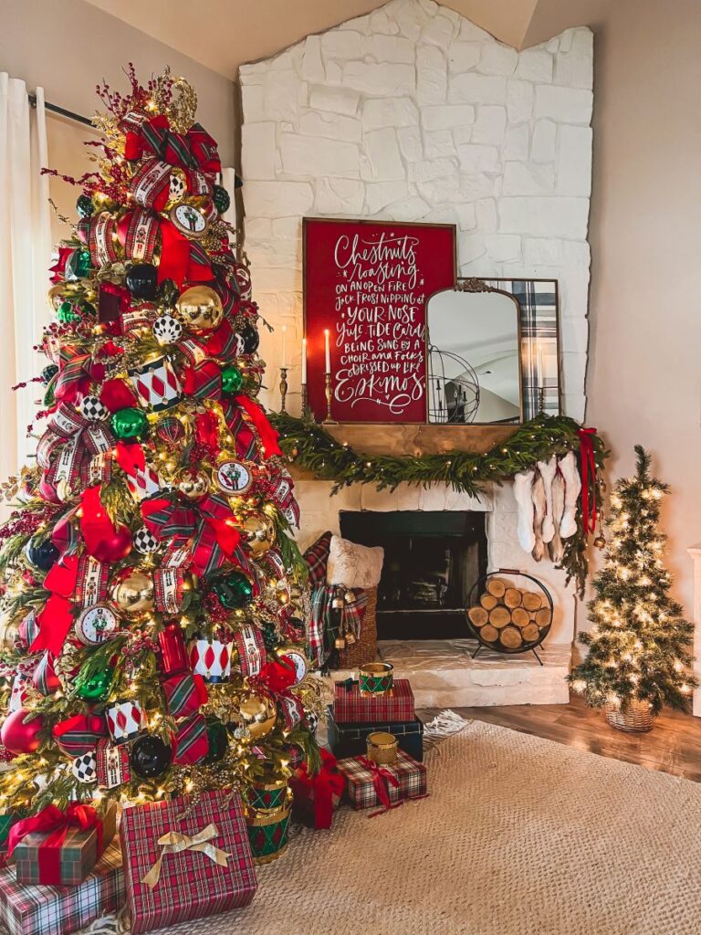 decorating a traditional christmas tree