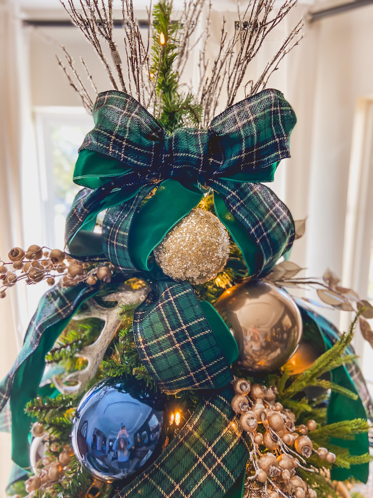 Christmas Tree with Plaid Ribbon Topper