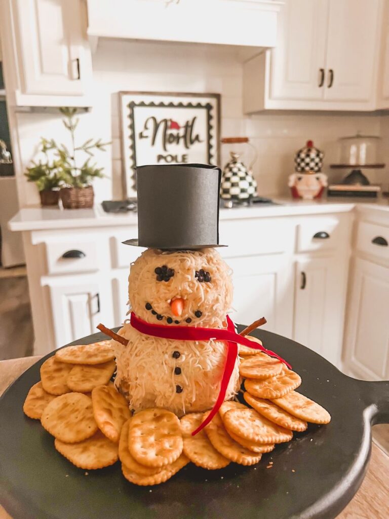 Snowman Cheeseball Holiday Appetizer