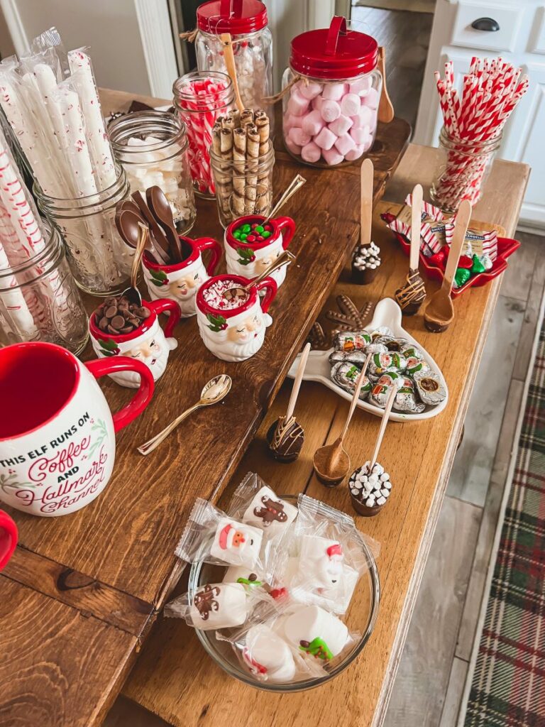 Ideas for setting up a holiday hot chocolate bar.