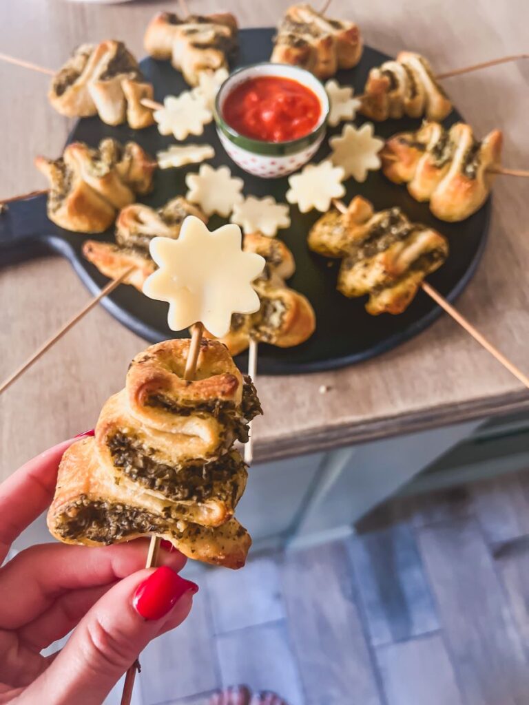 Puff Pastry with cheese tree topper
