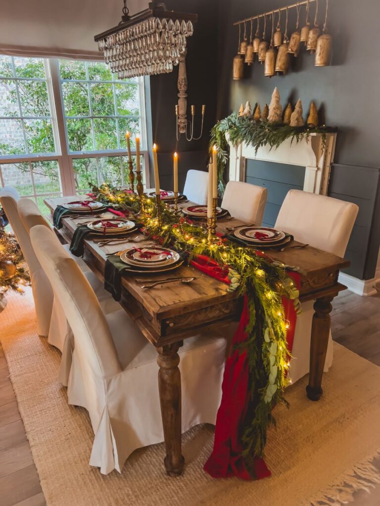 Candles on a Christmas table