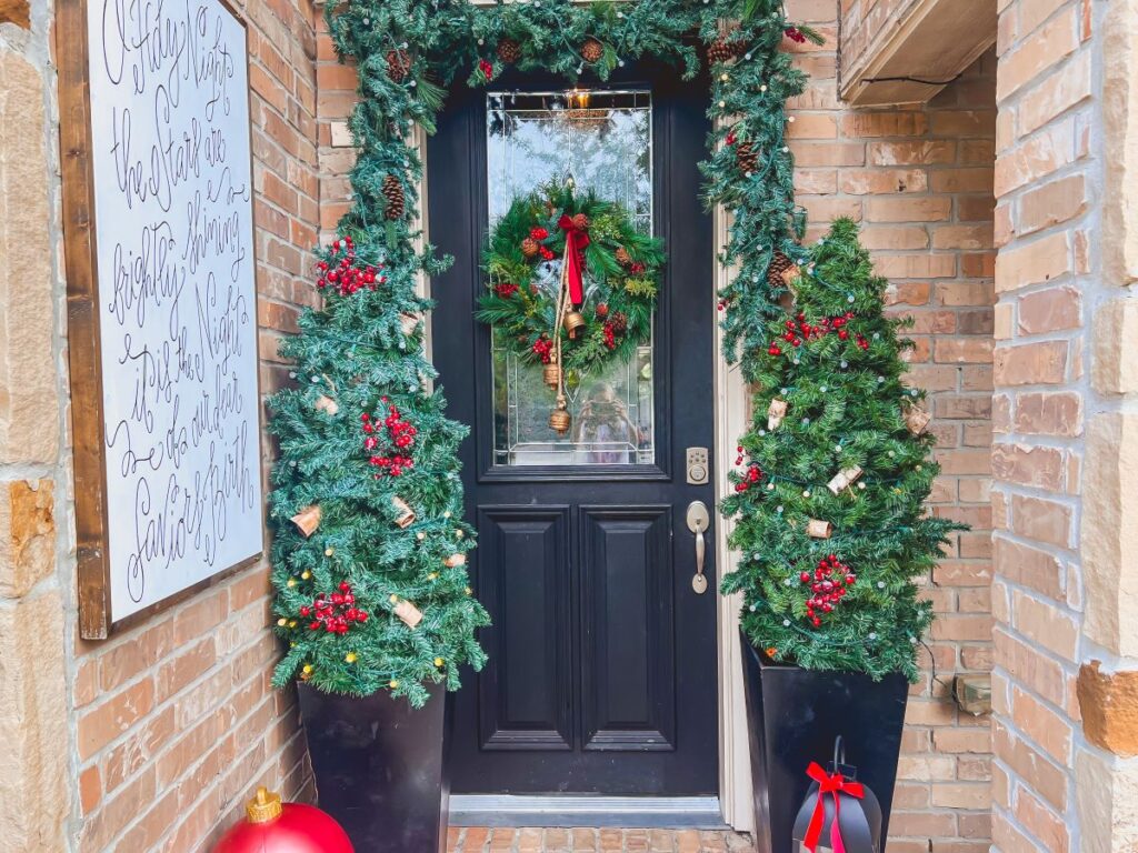 DIY tree planters decorated with ornaments