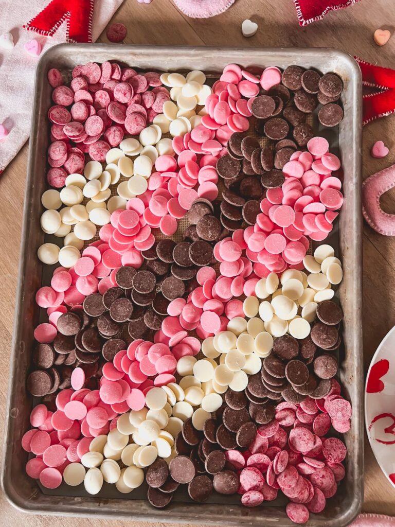 Melting Chocolates on a baking sheet