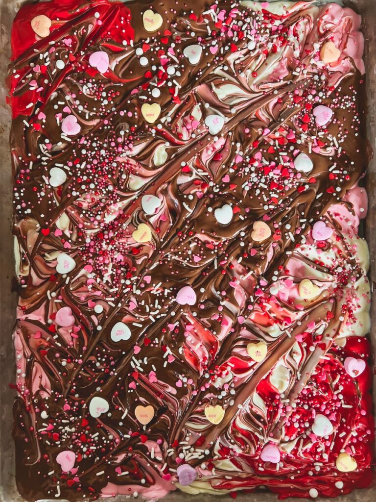 Swirled melted candied chocolates