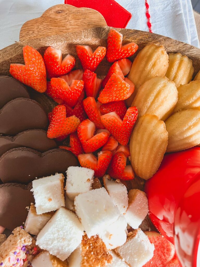 Ingredients for Valentine's Day dessert board