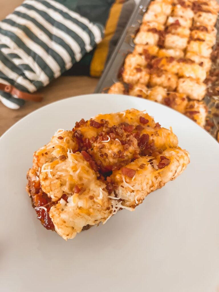 Delicious Tater Tot meatloaf closeup