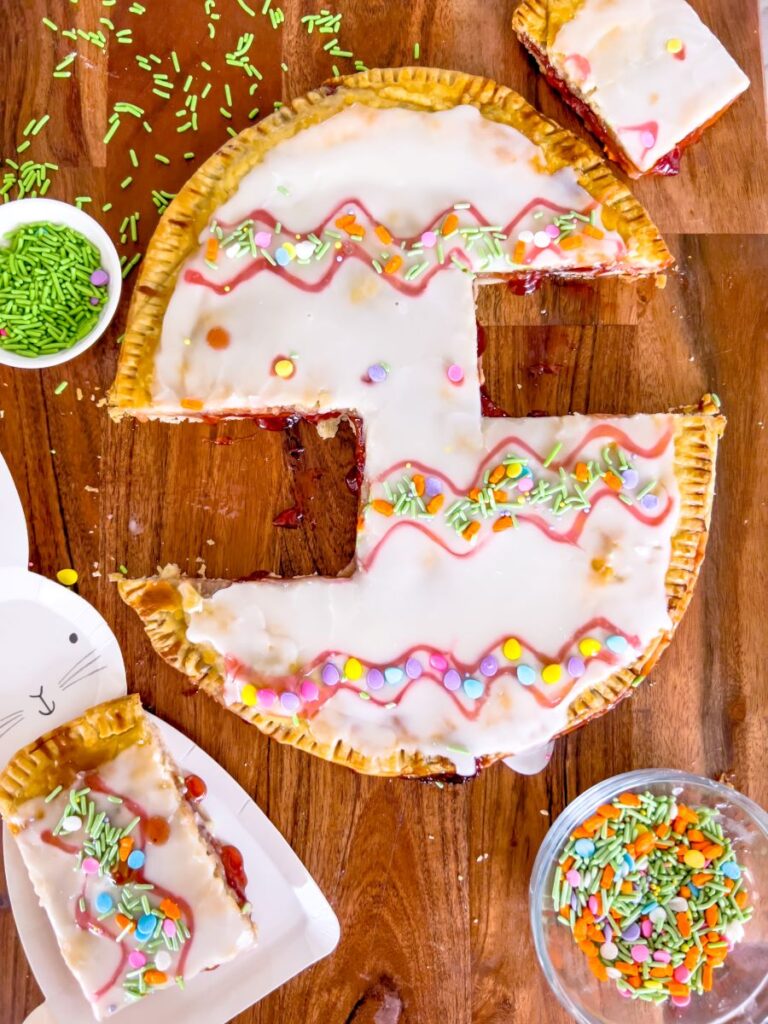 Easter Egg Pop Tart with two slices cut out