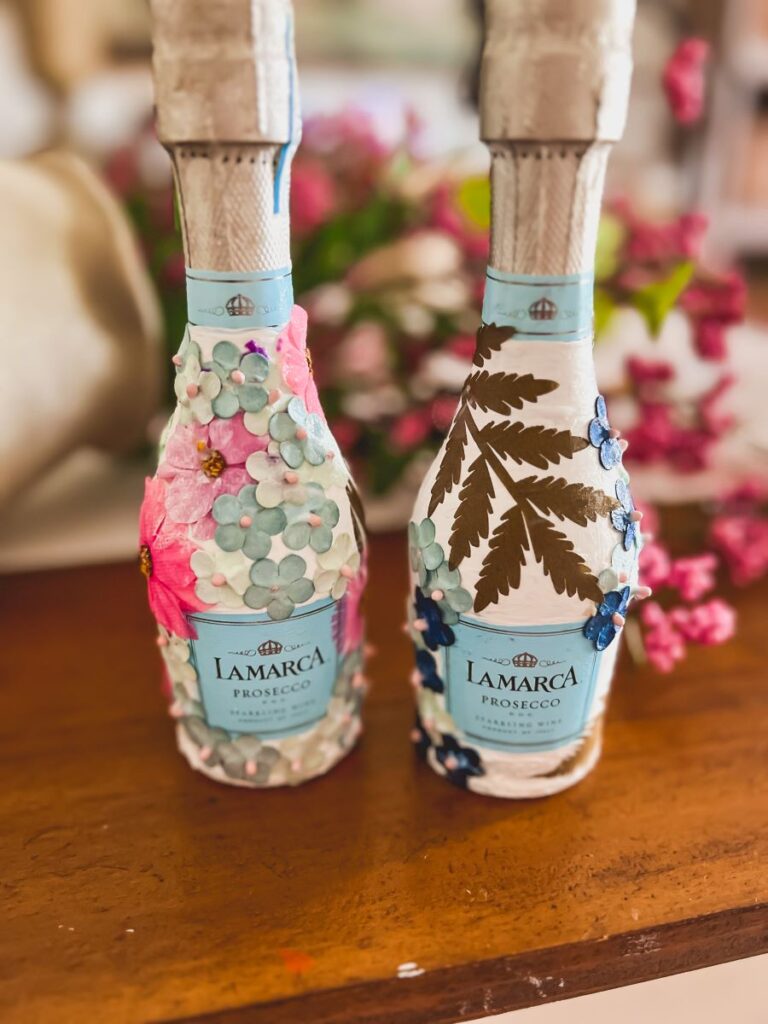 Decorated Champagne Bottles for Momosa Gift Basket
