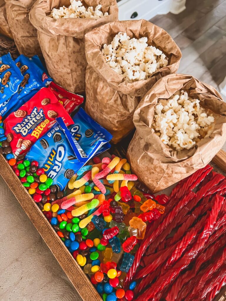 Homemade popcorn in paper bags