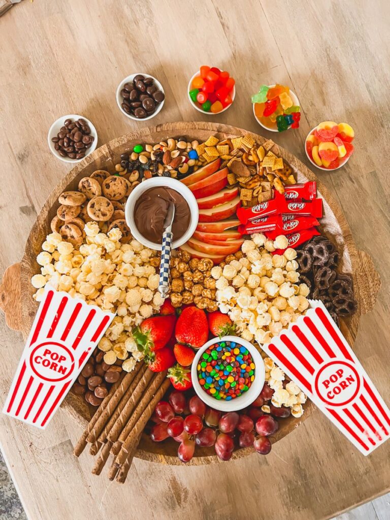 Popcorn Movie Board on a small circle tray