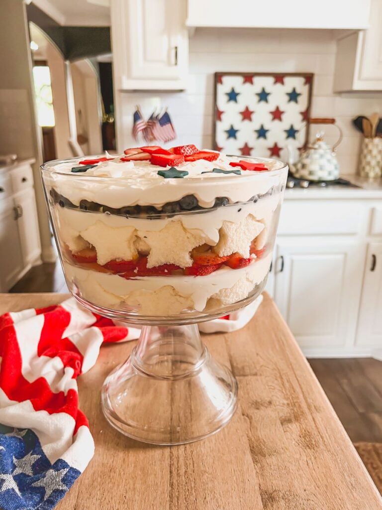 Berry Trifle with Angel Food Cake Star cutouts