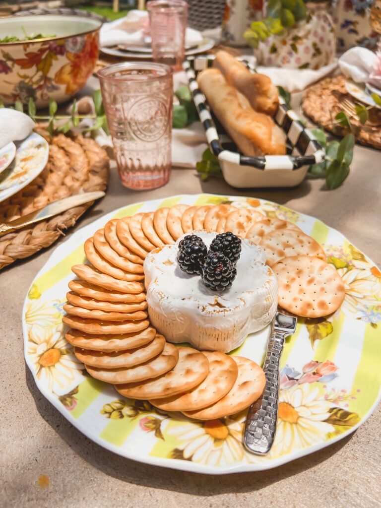 Brie cheese cut in a floral shape