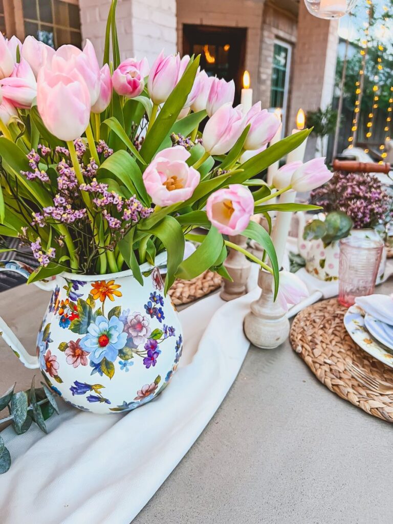 White table runner for a garden party