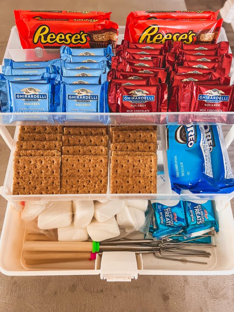 Materials and Ingredients for S'mores Tackle Box