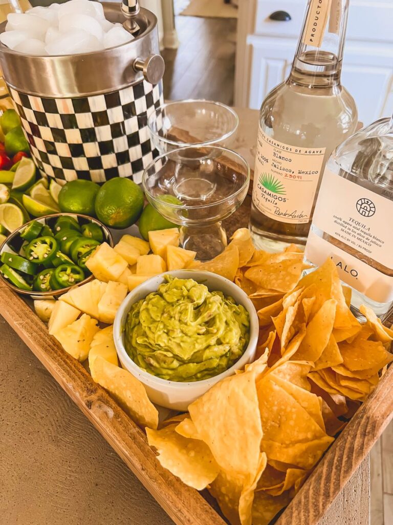 Guacamole on a Build-Your-Own Margarita Tray