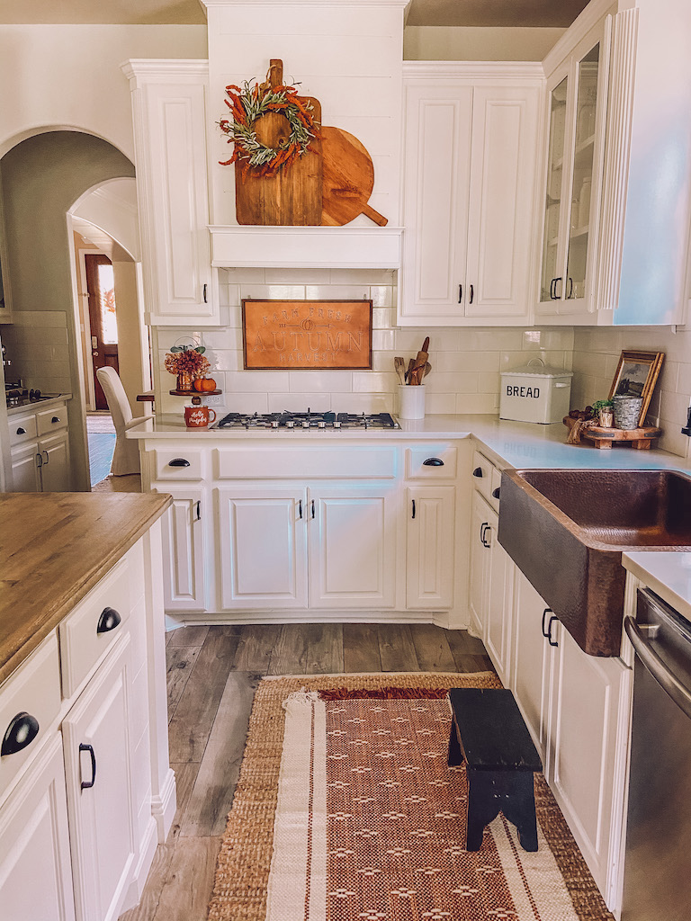 Fall decor in a white kitchen