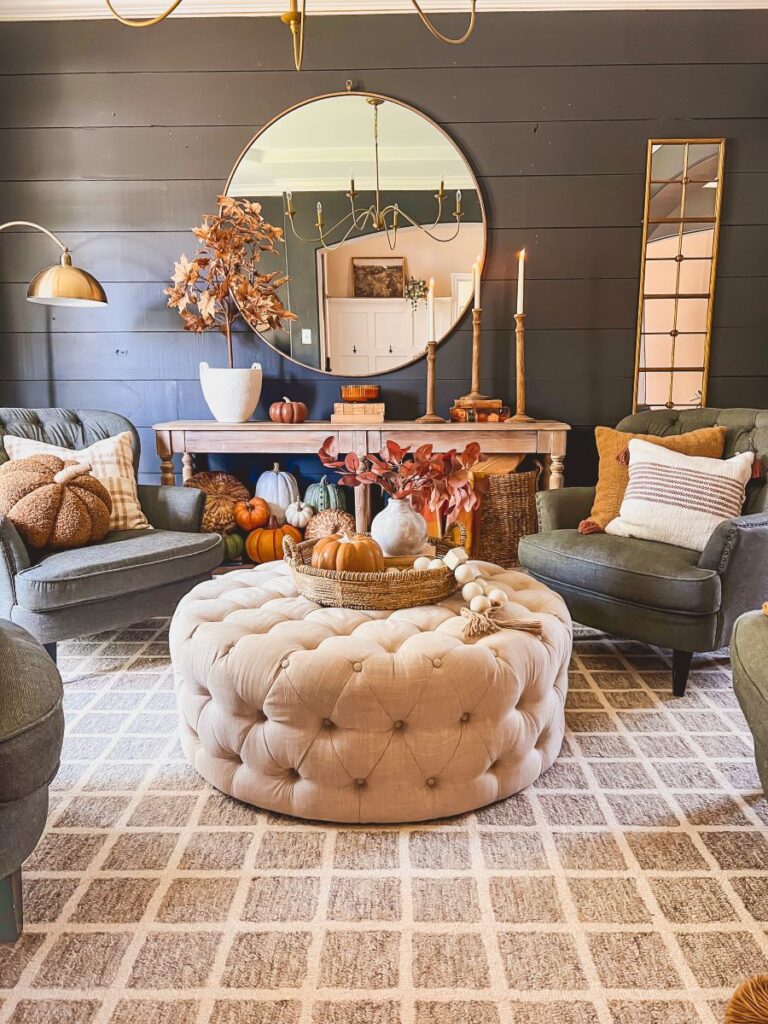 Fall Decor in a cozy living room