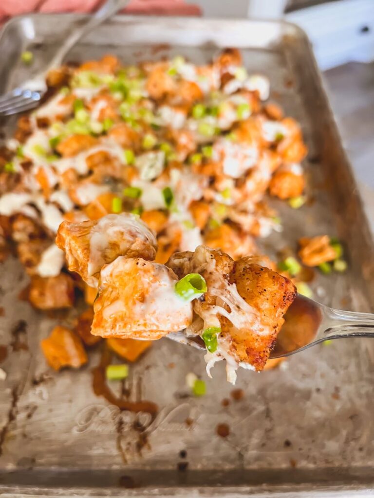 Buffalo Chicken Tachos drizzled with Ranch Dressing