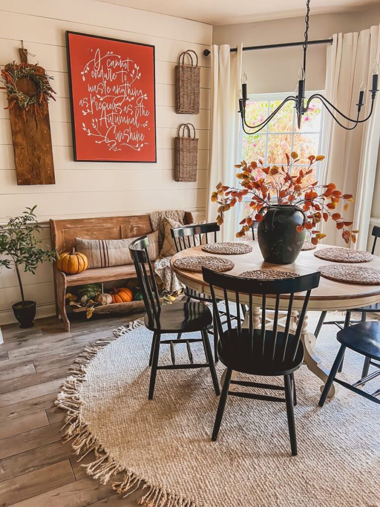 Fall Kitchen Table with seasonal decor