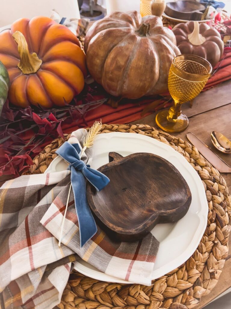 Fall tablescape with pumpkin accents