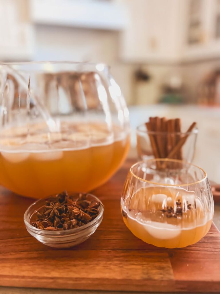 Autumn Punch recipe with cinnamon stick and anise garnishes