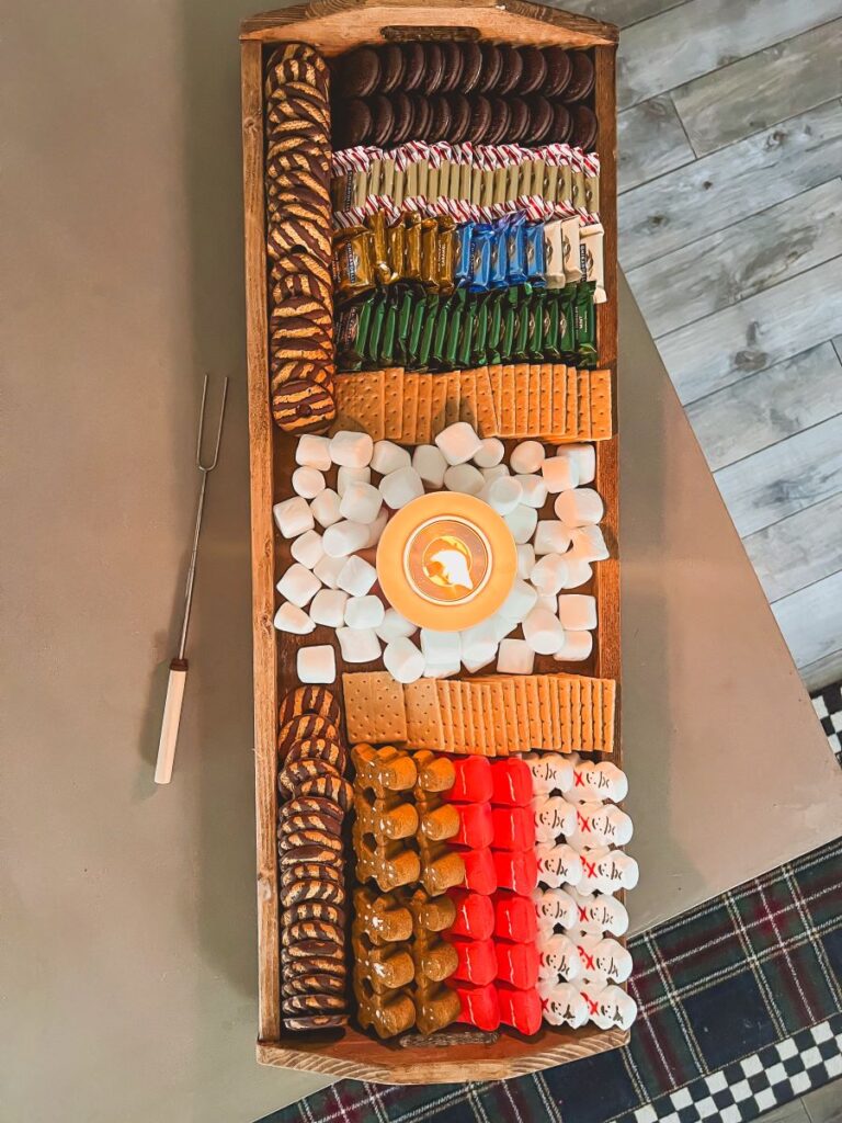 Food Board with S'mores goodies