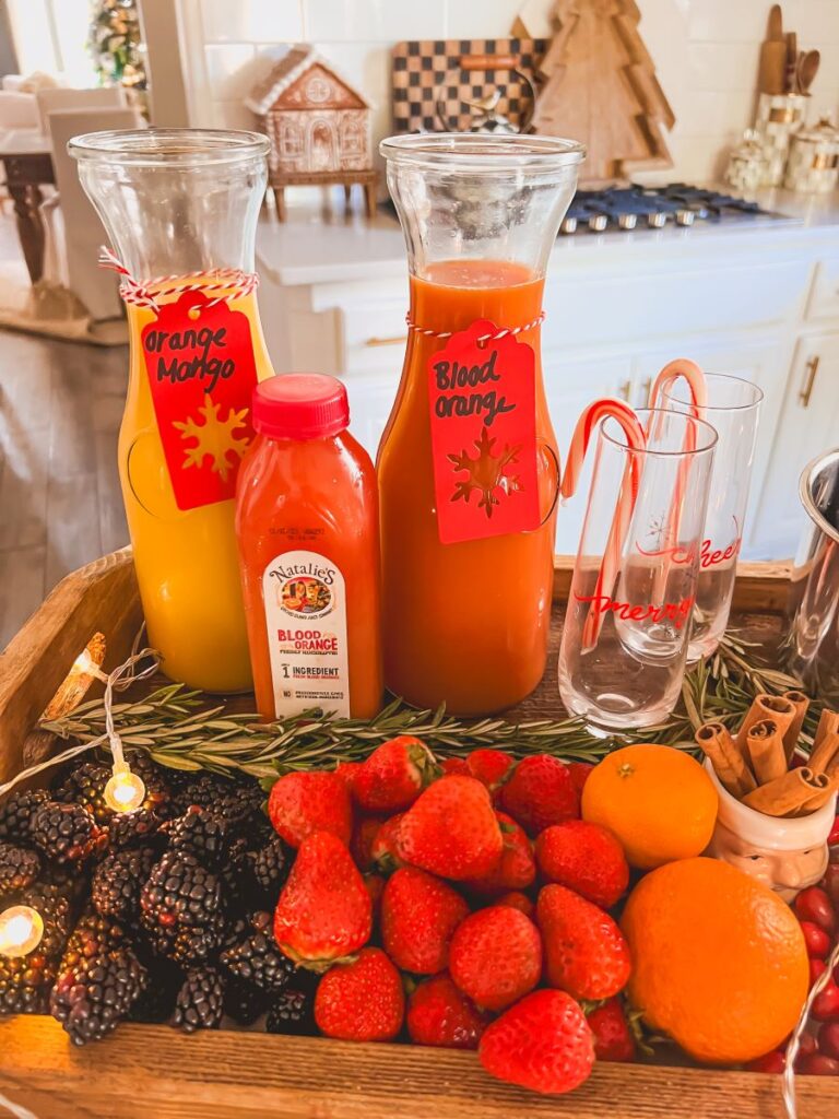Orange juice on a holiday mimosa bar