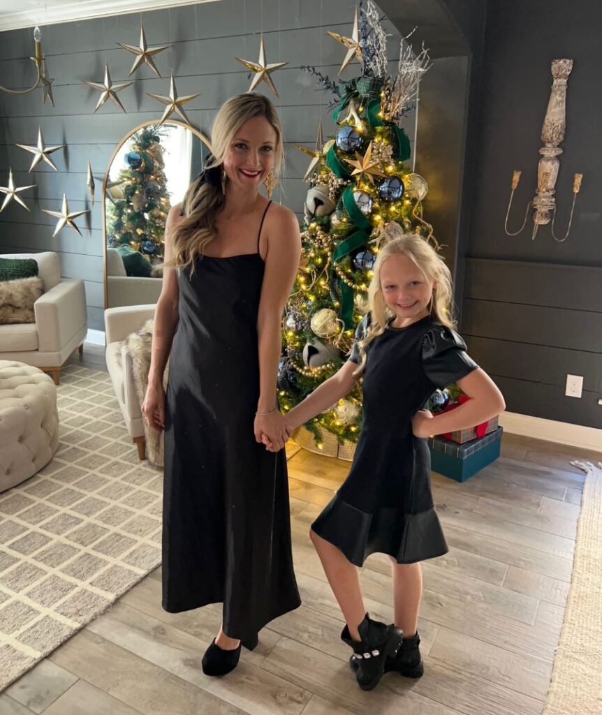 Black Mommy and Me Matching Holiday Outfit