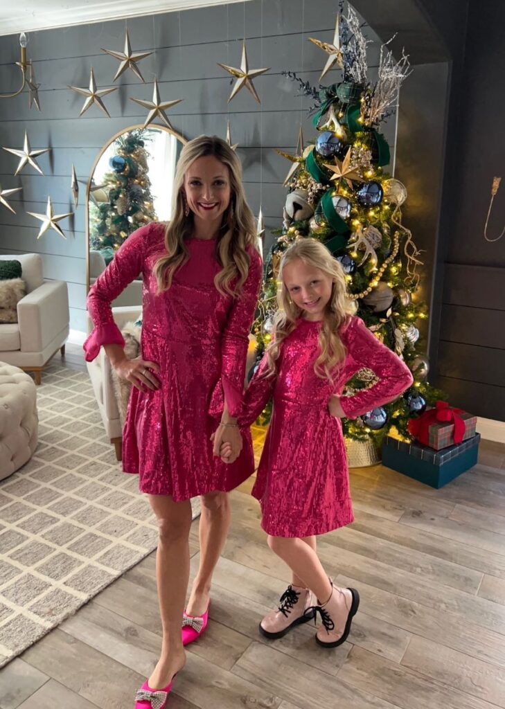 Pink Mommy and Me Holiday Outfit